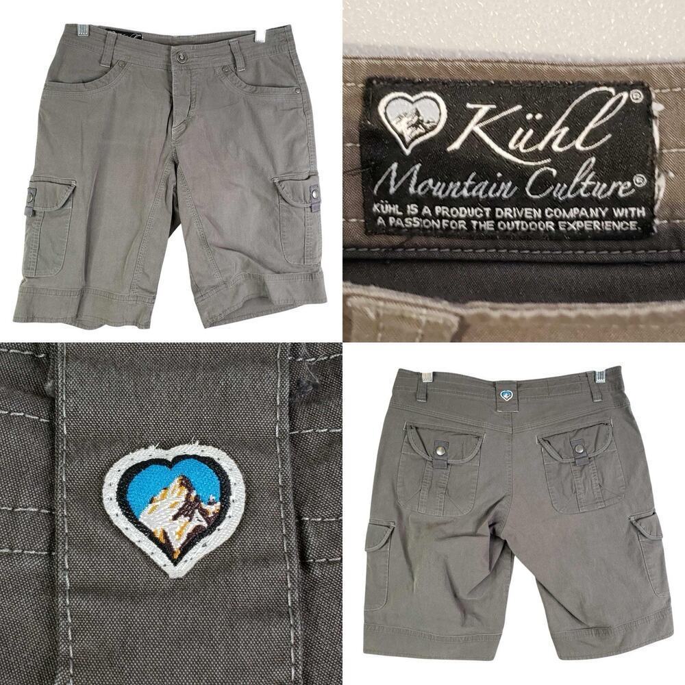 Kuhl Cargo Shorts Womens Size 6 Dark Gray Stretch Hiking Nylon Stretch Bermuda